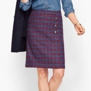 Talbots Womens Wool Blend Plaid A-Line Scalloped Skirt size 12